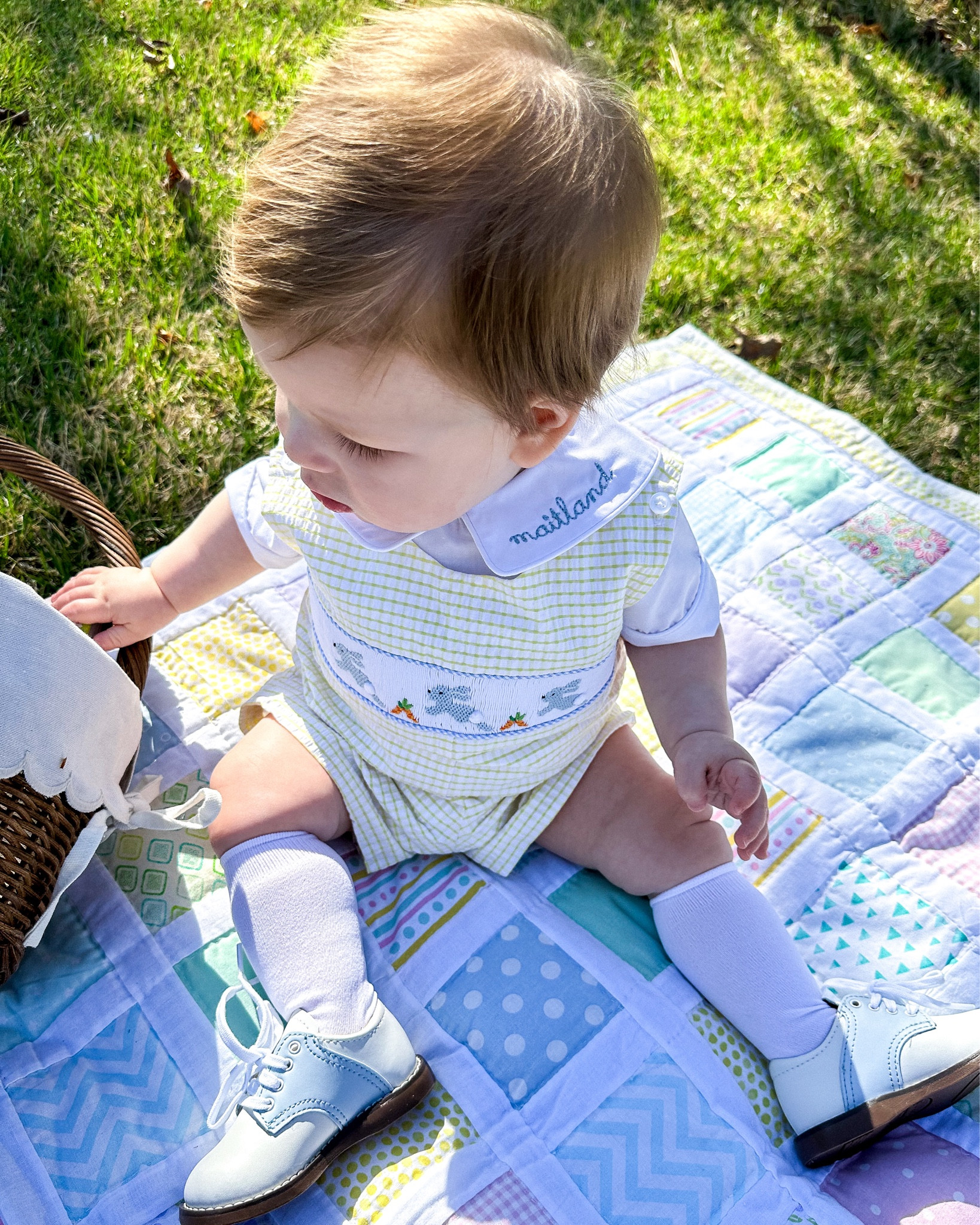 My baby boy’s 1st Easter is in one week! Sharing his little smocked bunny Jon Jon, monogrammed Peter Pan collar under shirt which I’m going to put under so many other outfits, and his Easter outfit for next week! Also, what I’ll be putting in his 1st Easter basket at 10 months old 🧺💛✝️

#LTKSeasonal #LTKfamily #LTKbaby