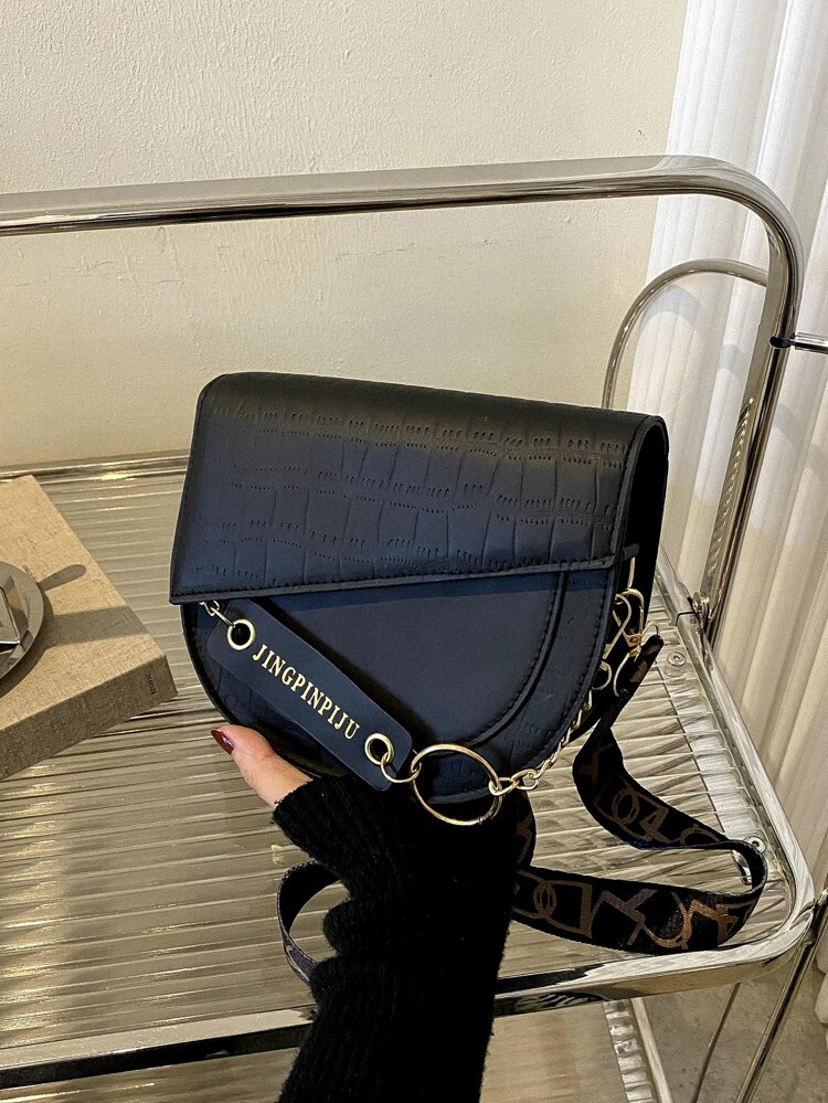 Mini Crocodile Embossed Flap Saddle Bag | SHEIN