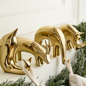 Mid-Century Brass Animal Stocking Holders | West Elm (US)