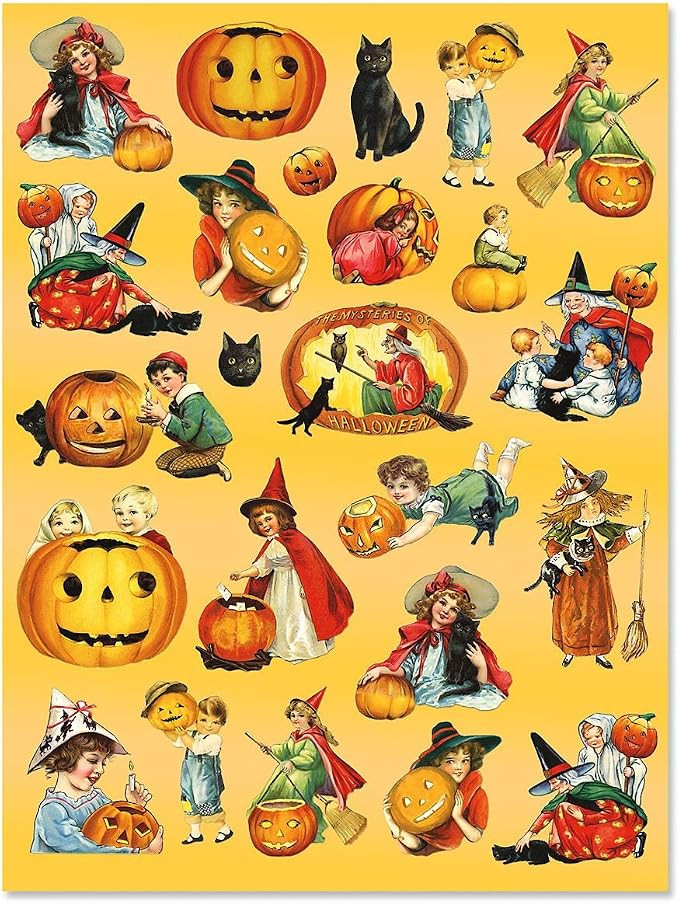 CURRENT Halloween Victorian Stickers - 48 Count, Two 8-1/2" x 11" Sheets, Retro Vintage Holiday, ... | Amazon (US)