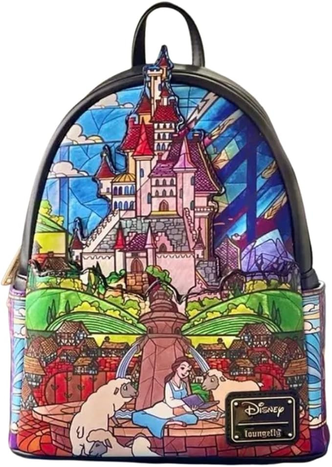 Loungefly Disney Princess Castle Series Belle Womens Double Strap Shoulder Bag Purse, One Size, M... | Amazon (US)