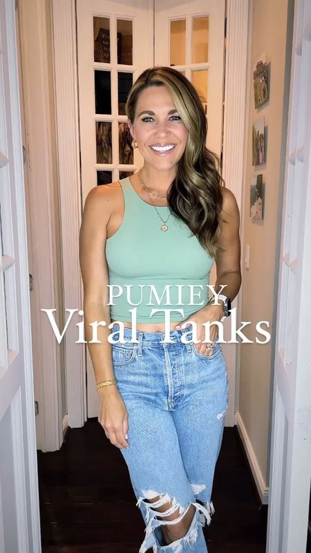 The best buttery soft, double lined tank from Pumiey.  Runs TTS 

#LTKSeasonal #LTKstyletip