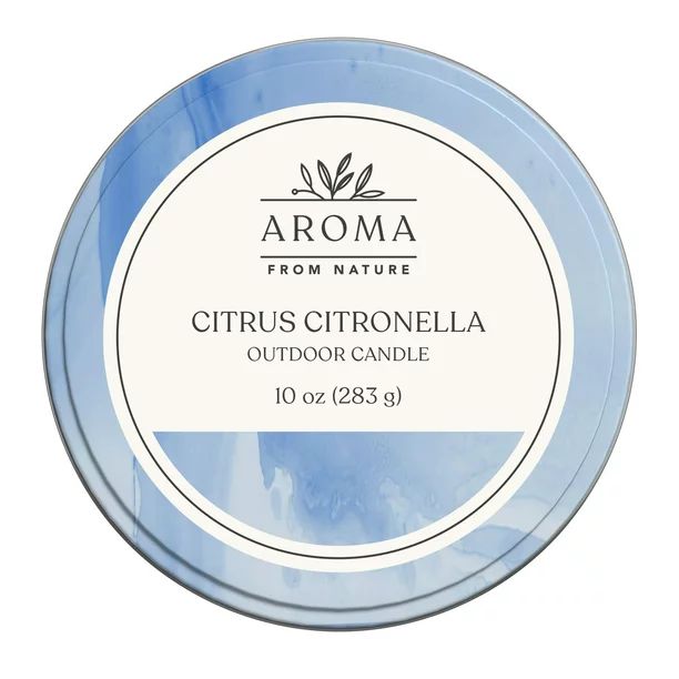 Aroma From Nature Outdoor Candle Citronella Candle with Citrus Scent, Blue, 10 oz - Walmart.com | Walmart (US)