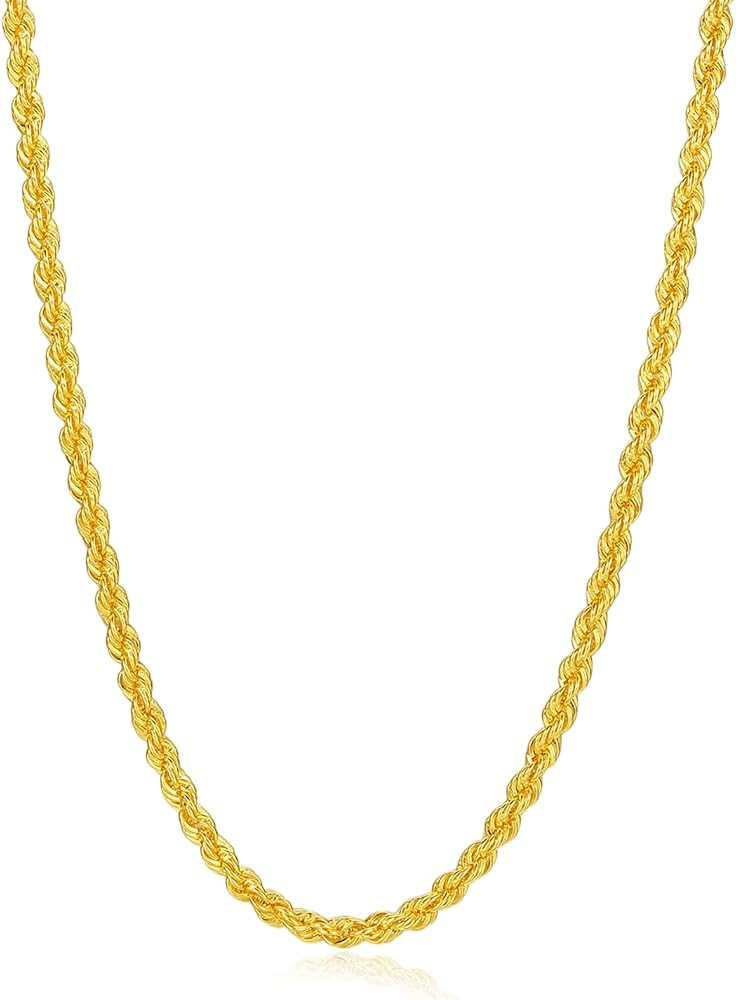 ZHOU LIU FU 24K Solid Gold Necklace for Women, Real Pure Gold Jewelry Dainty Oval Clip Link Chain... | Amazon (US)