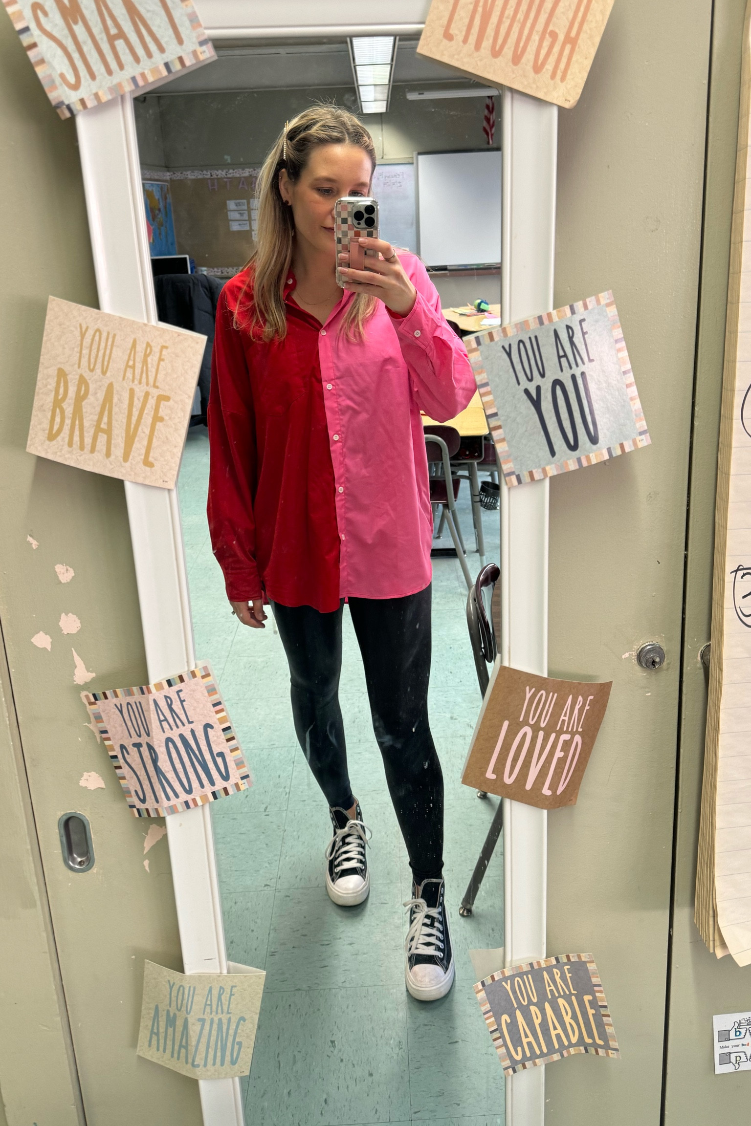 Valentine’s Day teacher outfit! 

Converse move sneakers
Lululemon leggings
SHEIN shirt 

#LTKmidsize #LTKworkwear