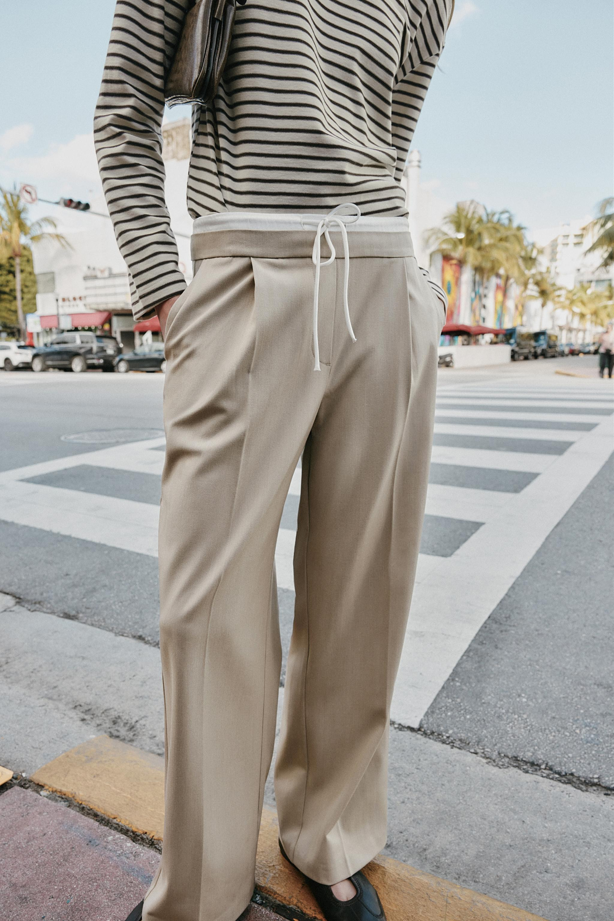 WIDE TROUSERS WITH DOUBLE WAISTBAND | Zara UK