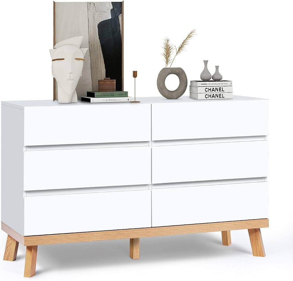 YIGOBUY White Dresser for Bedroom 6 Drawer Double Dresser Chest of Drawers Large Storage Cabinet ... | Amazon (US)
