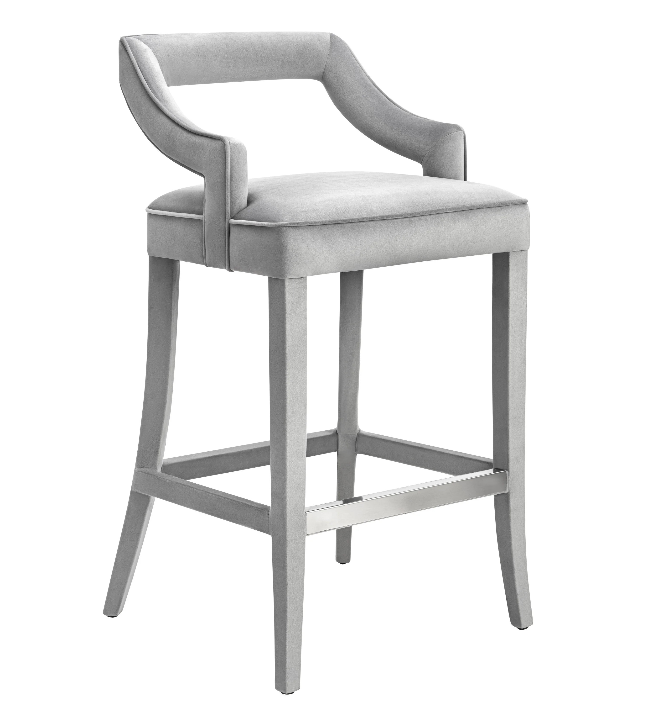 TOV Furniture Tiffany Grey Velvet Bar Stool | Walmart (US)