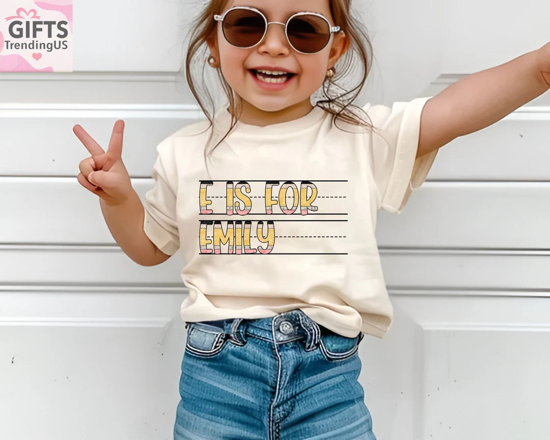 Back to School Shirt, Custom Kids Name School Shirt, Custom Alphabet Pencil Kids Name Shirt, Cute... | Etsy (US)