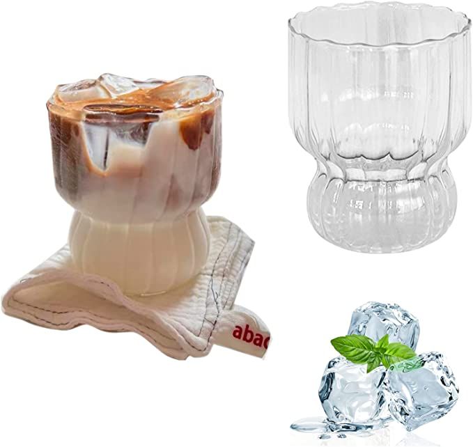 Amazon.com | 2 Pcs Ripple Drinking Glasses Set - 8.8 oz Modern Kitchen Vintage Wavy Drinking Glas... | Amazon (US)