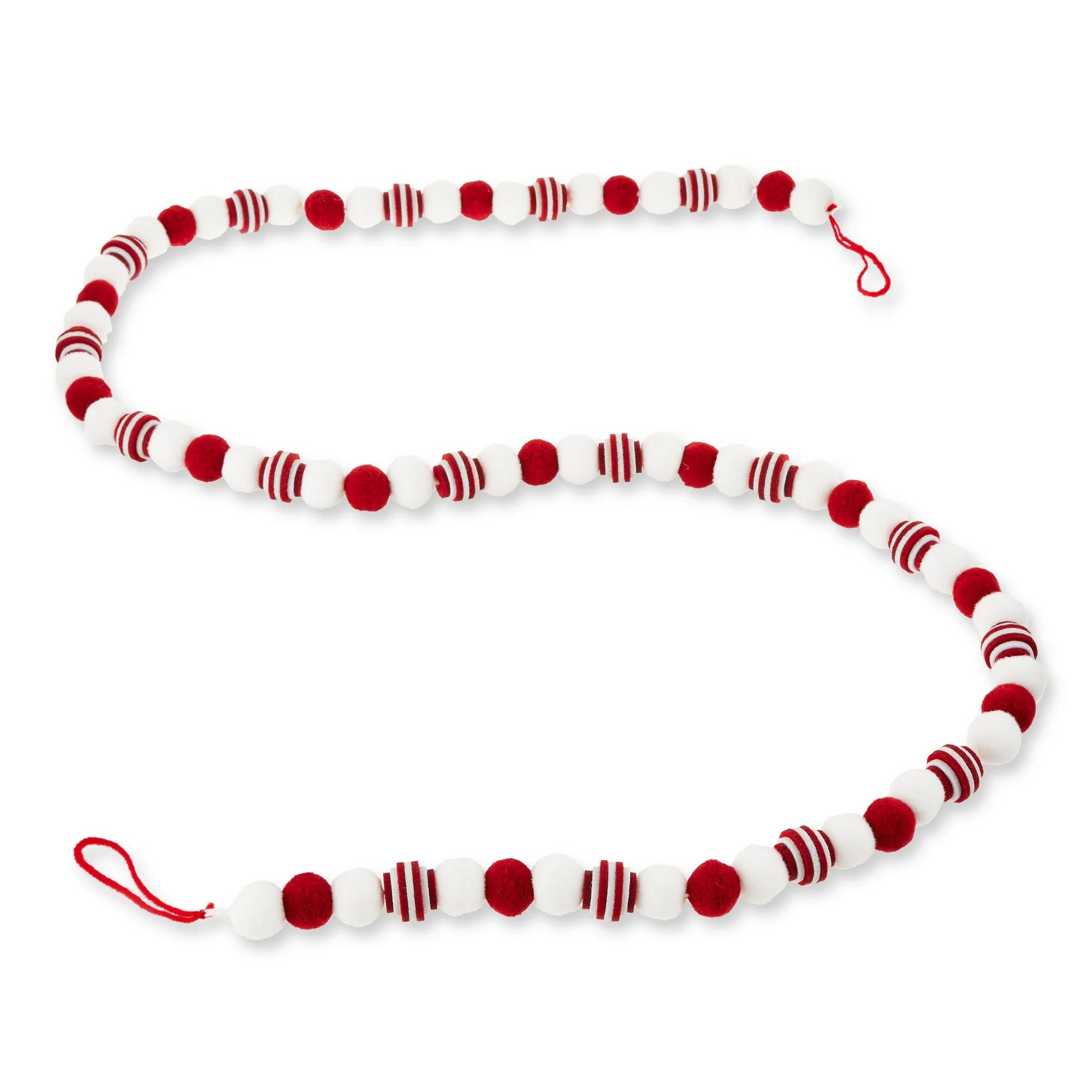 Red & White Felt Pom-Pom Christmas Garland, 6', by Holiday Time | Walmart (US)
