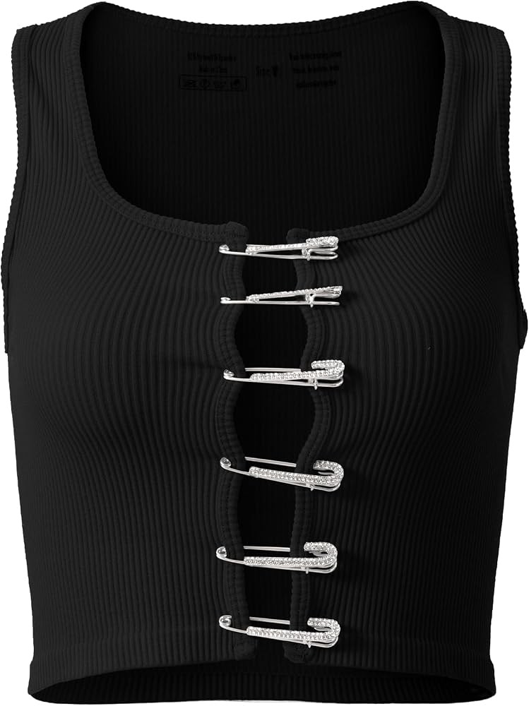 Women Going Out Crop Top Sexy Square Neck Cropped Tank Top Trendy Cut Out Sleeveless Ribbed Tops ... | Amazon (US)