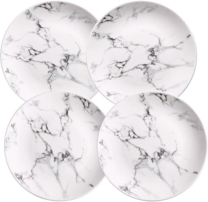 Coffeezone Marble Design Porcelain Dinner Accent Plates Set of 4 (10 inches) | Amazon (US)