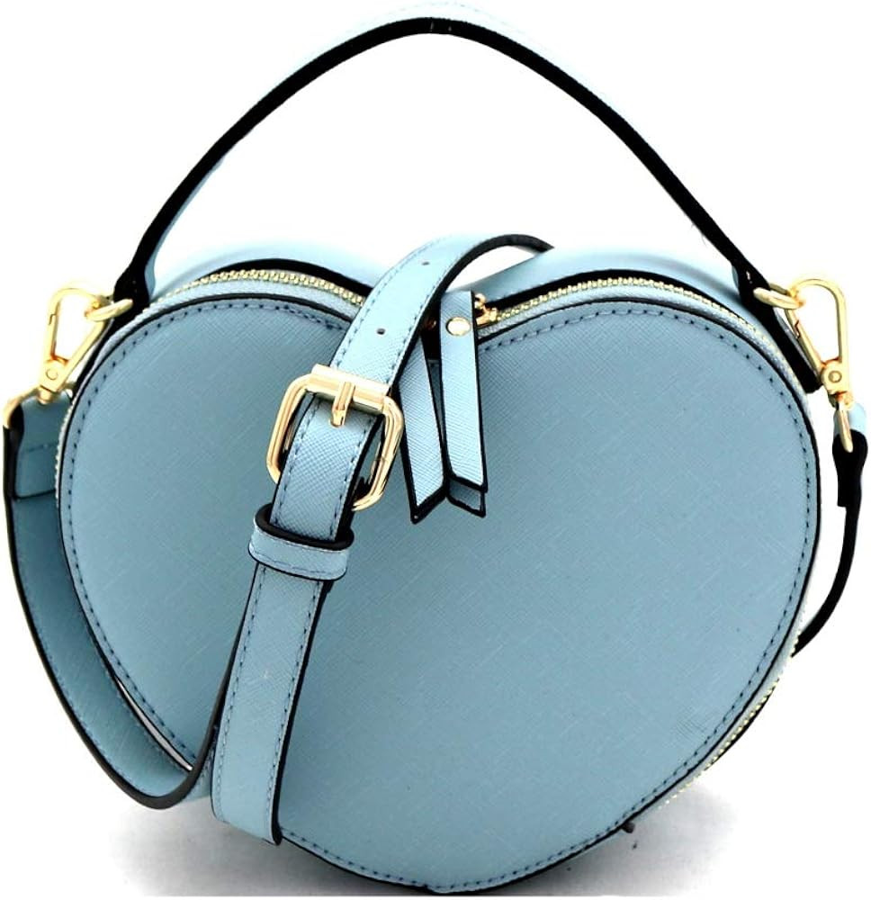 Trendeology Cute Heart Shape Girls Womens Vegan Leather Small Handle Satchel Crossbody Purse | Amazon (US)