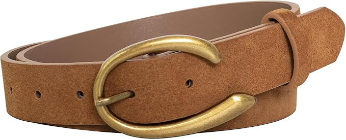 MJNUONE Leopard Belts for Women Trendy C-Buckle Suede Leather Animal Print Tan Belt for Jeans Dre... | Amazon (US)