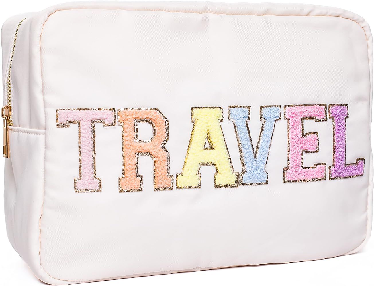 Cosmetic Bag With Glitter Chenille Letters, Packing organizer, Nylon Organization Pouch with Tren... | Amazon (US)