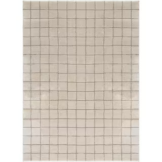 Livabliss x Our PNW Home Cascade Ivory/Taupe 8 ft. x 10 ft. Grid Global Indoor Area Rug | The Home Depot