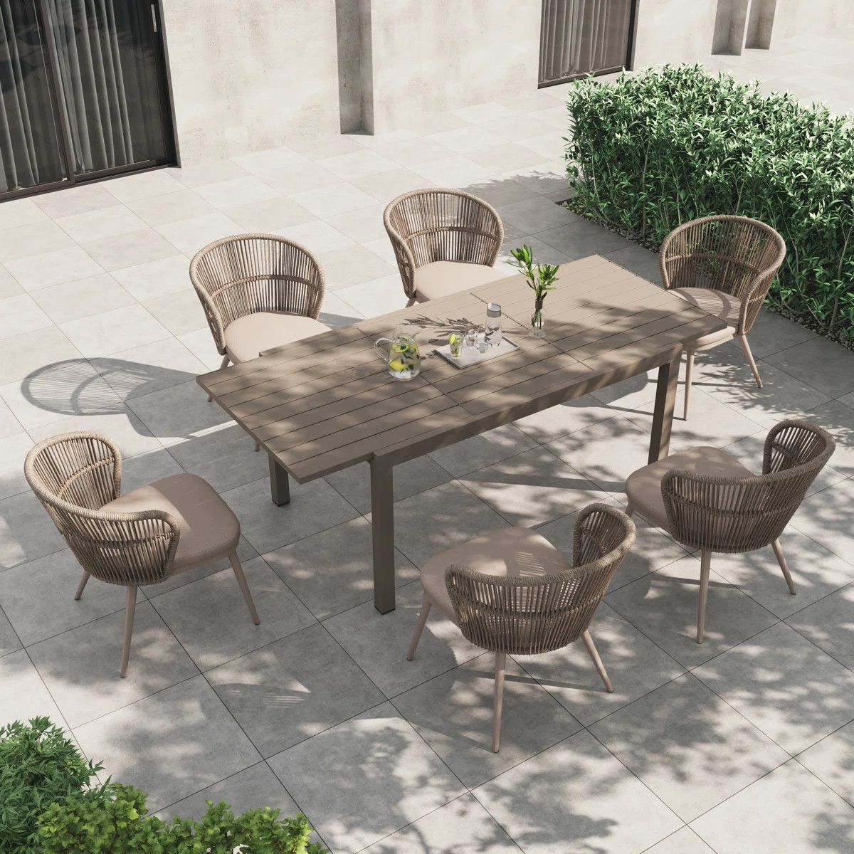 6 - Person Outdoor Stretchable Dining Set With Cushions | Wayfair North America