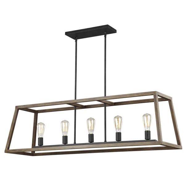 5 - Light Kitchen Island Linear Pendant with Wood Accents | Wayfair North America