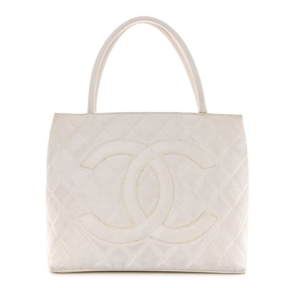 Caviar Quilted Medallion Tote White | FASHIONPHILE (US)