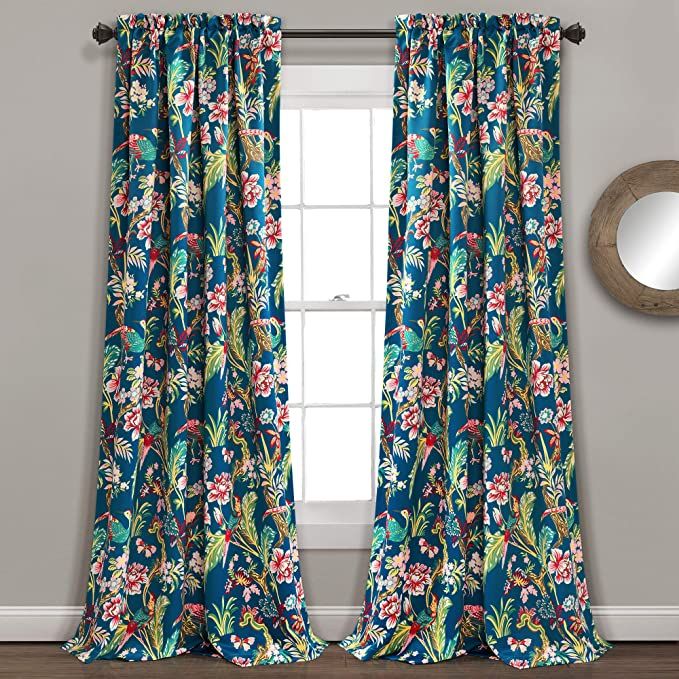 Lush Decor, Navy Curtains Dolores Darkening Window Panel Set for Living, Dining Room, Bedroom (Pa... | Amazon (US)