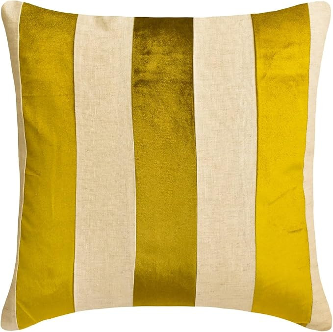 The HomeCentric Striped Decorative Throw Pillow Covers 18" x 18" | Modern Velvet Cushion Cover | ... | Amazon (US)