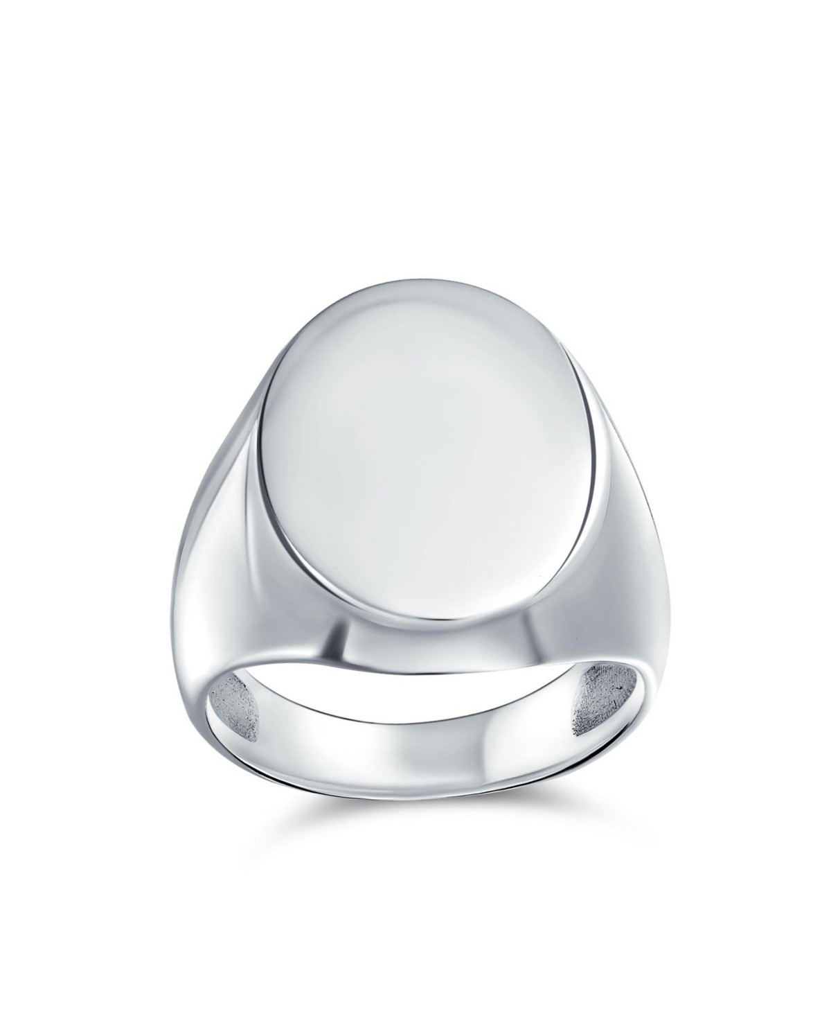 Bling Jewelry Large Basic Simple .925 Sterling Silver Oval Signet Ring Shiny Finish - Silver b | Macy's