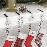 Shinowa 4 Pieces Christmas Stocking Hanger Hook Perfect for Mantel Shelf Chimney, 4 Styles Fireplace | Amazon (US)