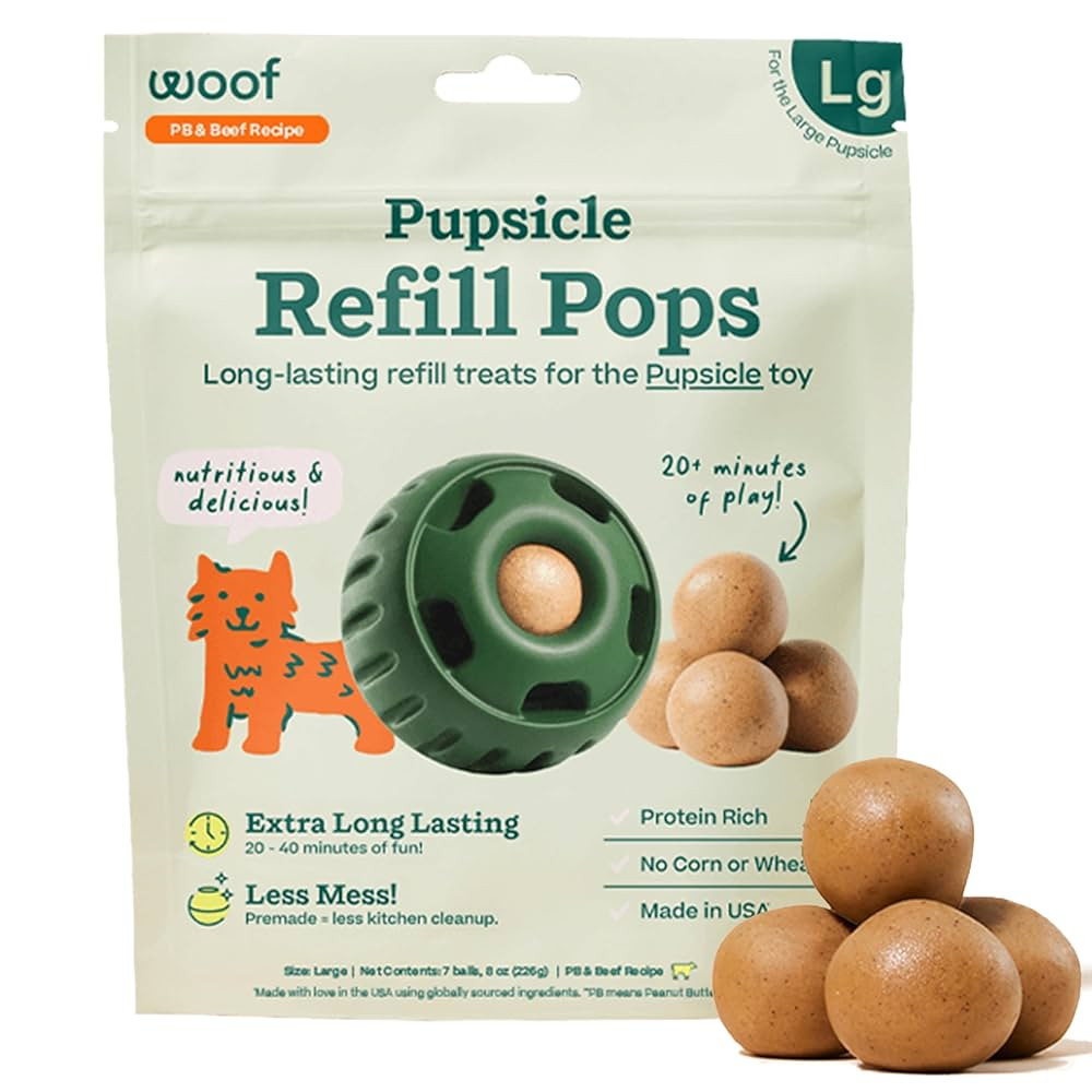 WOOF Pupsicle Refill Pops - Low-Mess Dog Snacks - with Peanut Butter and Beef - Dog Treats - Long... | Amazon (US)