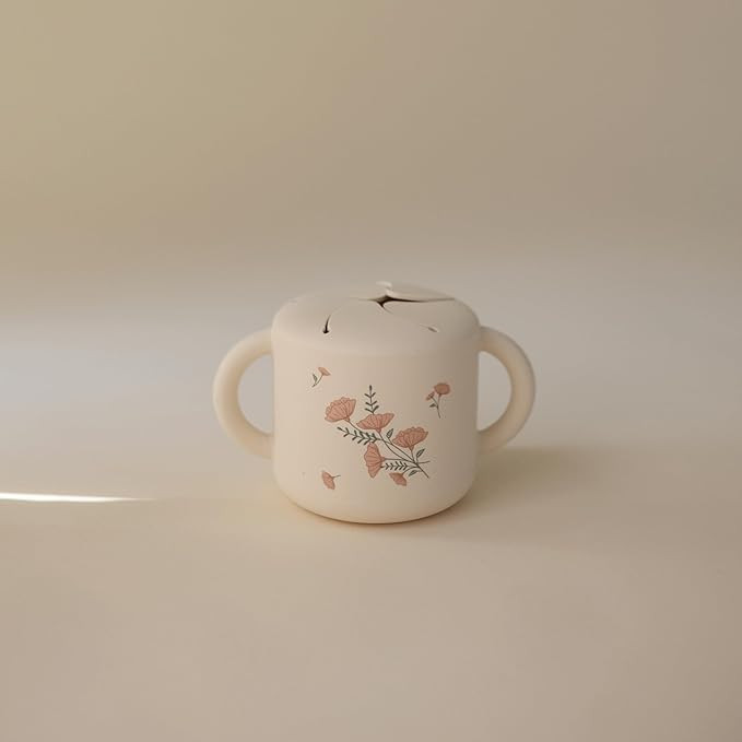 mushie Silicone Snack Cup | Spill Proof Food Container for Toddler and Baby (Pink Flowers) | Amazon (US)