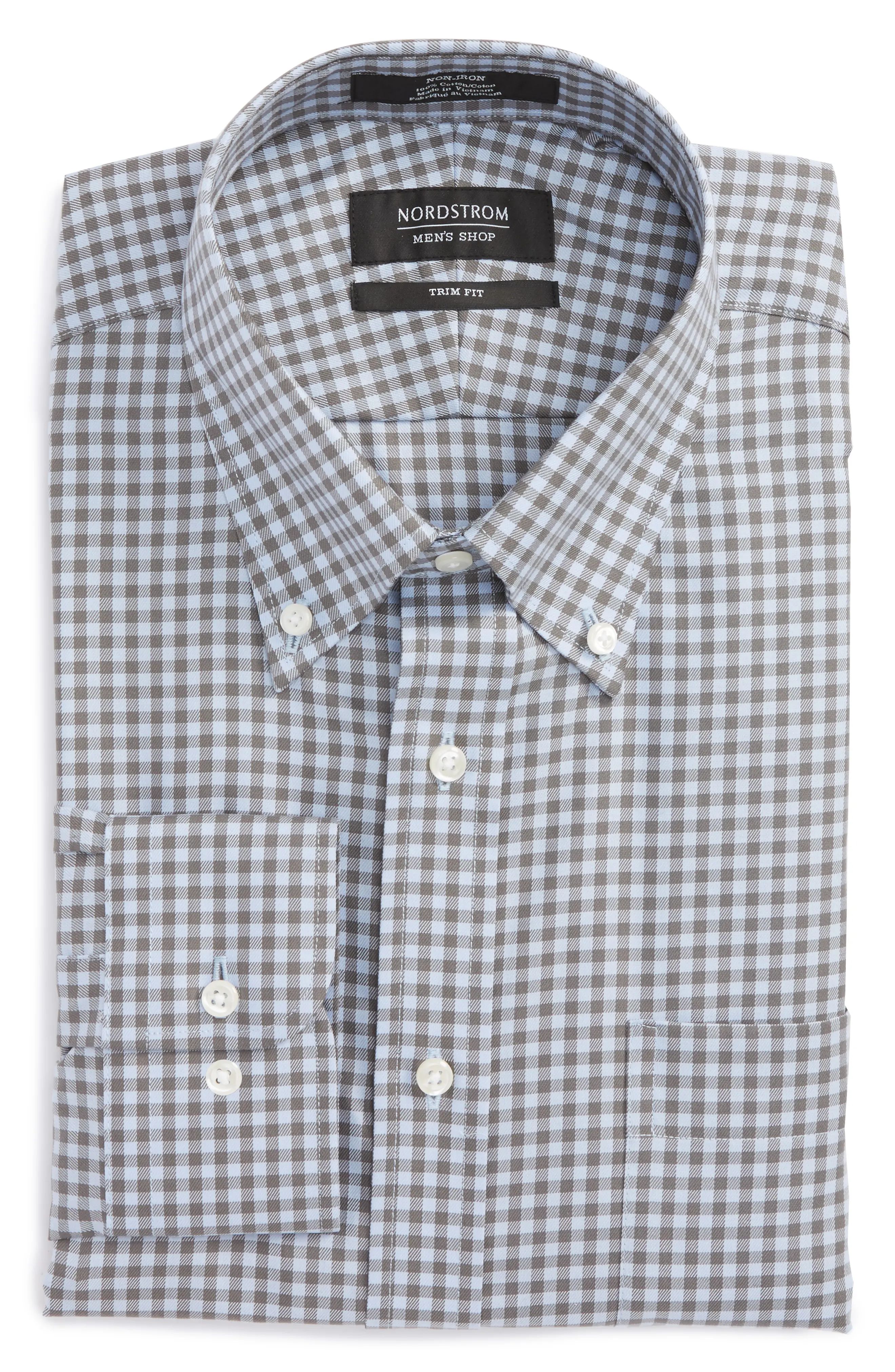 Trim Fit Non-Iron Gingham Dress Shirt | Nordstrom