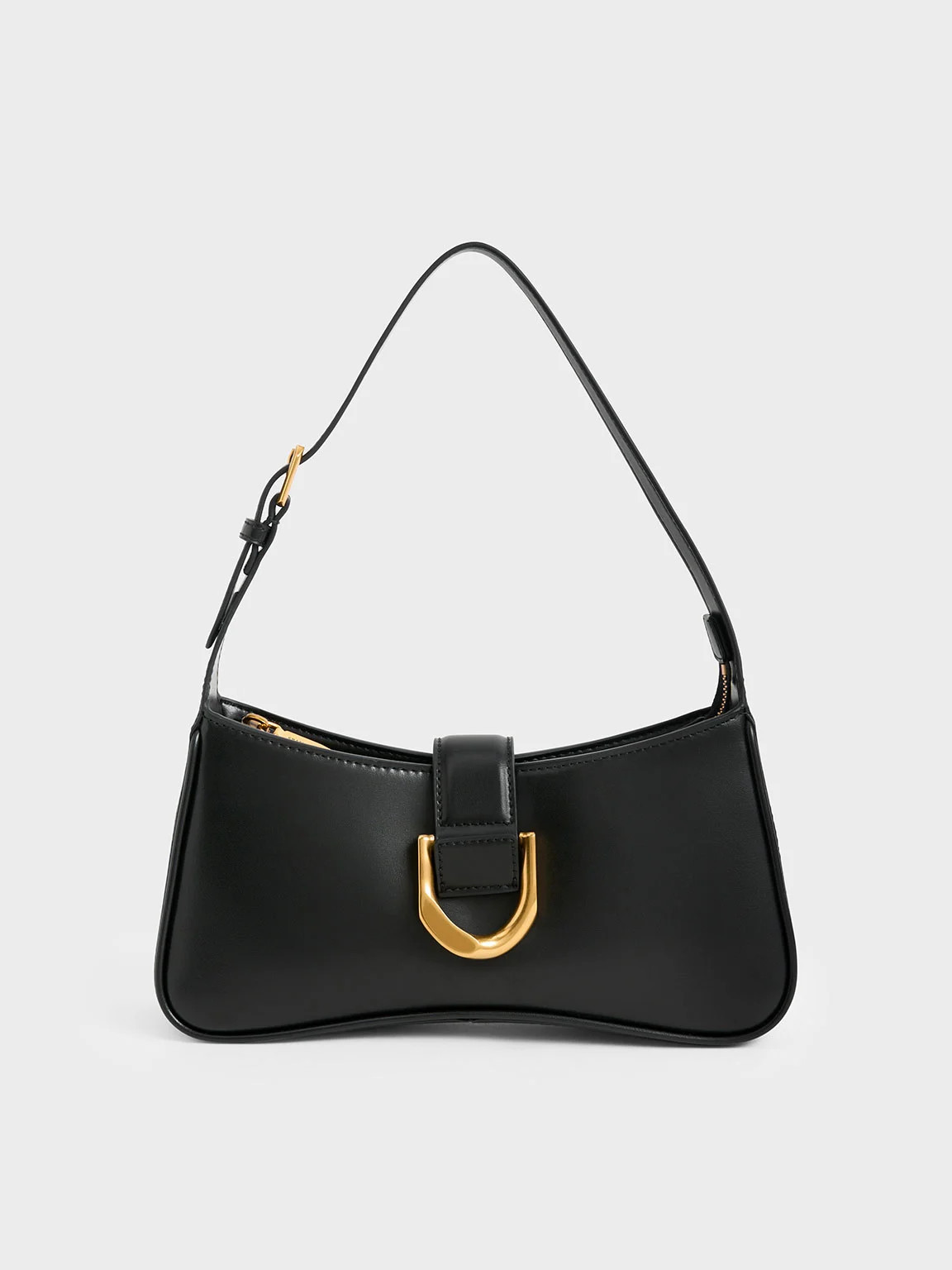 Gabine Curved Shoulder Bag
 - Black | Charles & Keith UK