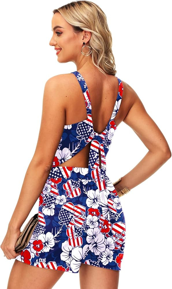 Womens 4th of July Rompers Patriotic American Flag Romper | Amazon (US)