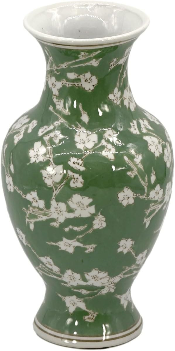 Galt International Floral Chinoiserie Ceramic Vase 14" - Green Sakura Hand Painted Antique Style ... | Amazon (US)