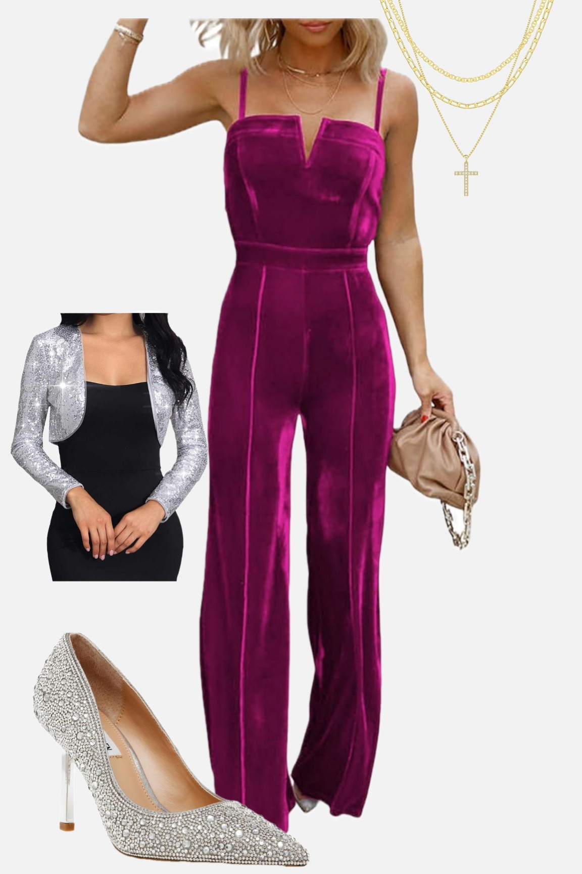 Perfect evening work event attire. Love the velvet Fuschia jumper and rhinestone pumps!

#LTKParties #LTKWorkwear #LTKStyleTip