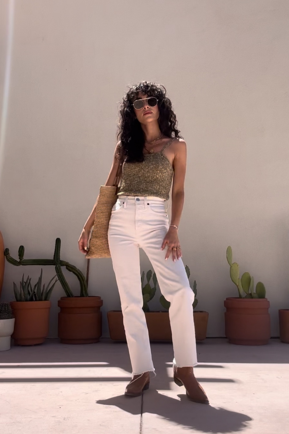 Summer boot sale - white high rise denim - high rise jeans - western boots - ranchroad boots - Sezane green tank - retro aviator sunglasses 

#LTKSeasonal #LTKsalealert #LTKBacktoSchool