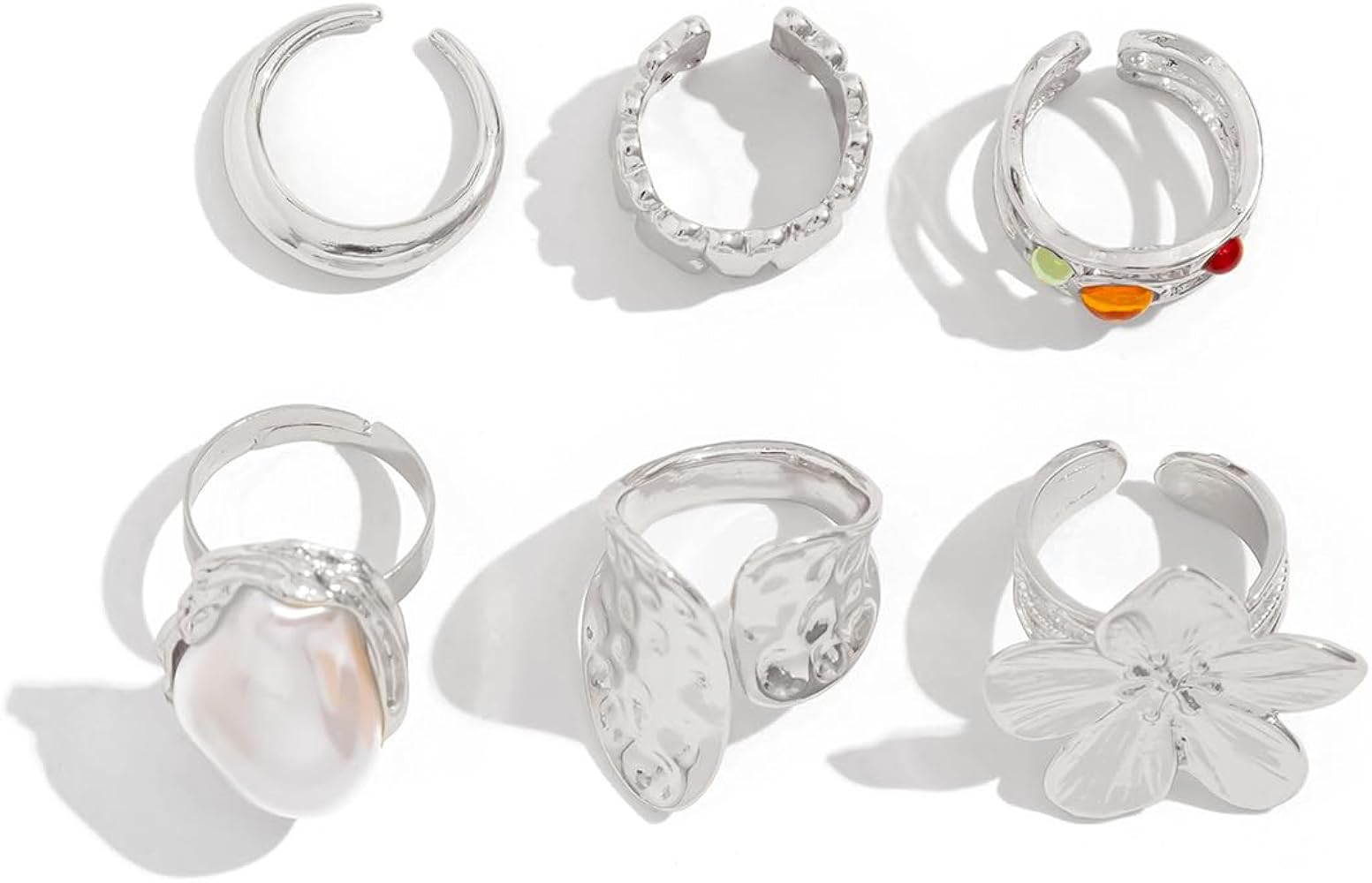 Chunky Rings for Women Adjustable Thick Rings Set Trendy Statement Stackable Ring for Women Chunk... | Amazon (US)