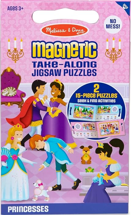 Melissa & Doug Take-Along Magnetic Jigsaw Puzzle Set \u2013 Princesses (2 x 15 Piece) Travel Acti... | Amazon (US)