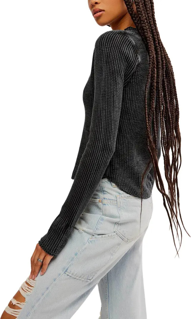 Free People Colt Long Sleeve Waffle Knit Henley | Nordstrom | Nordstrom