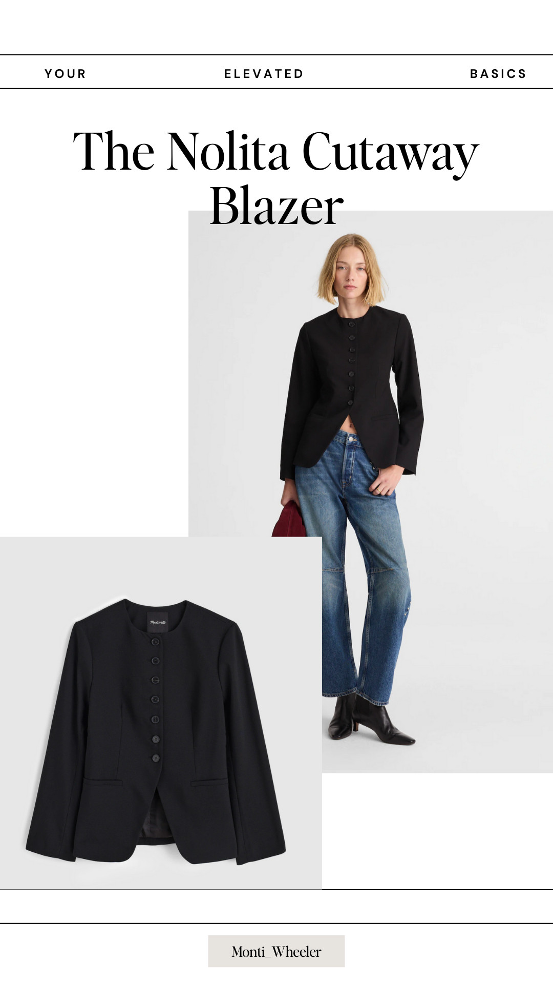 Modern yet timeless, this blazer has a sleek collarless design, fitted waist, and cutaway hem.   

 #LTKgrwm #LTKootd #LTKOver40