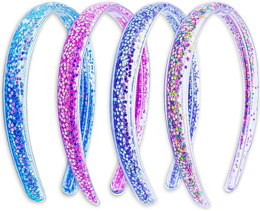 FROG SAC 4 Glitter Headbands for Girls, Sparkly Confetti Headband with Teeth for Kids, Cute Rainb... | Amazon (US)