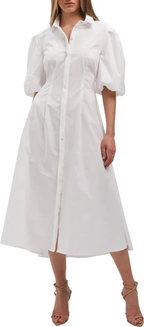 Hades Cutout Puff Sleeve Midi Shirtdress | Nordstrom