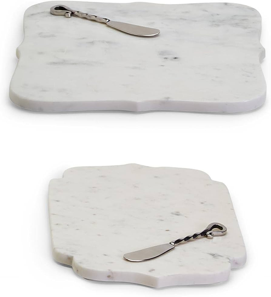 Two's Company Marble Arabesque Serving Tray with Cheese Spreader Set, Assorted of 2 Designs | Amazon (US)