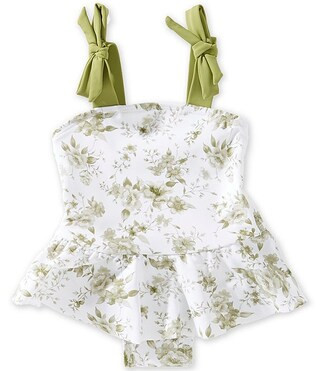 Edgehill Collection x Megan Karp Baby Girls June Floral Bow Tie Detail One Piece Swimsuit | Dilla... | Dillard's