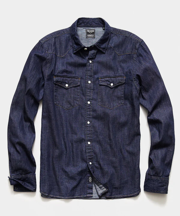 Denim Western Long Sleeve Shirt in Indigo | Todd Snyder