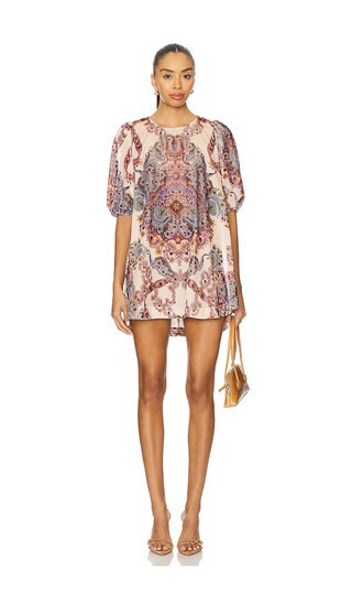 Free People Maye Printed Velvet Tunic Dress In Tea Combo in Cream. - size S | Revolve Clothing (Global)