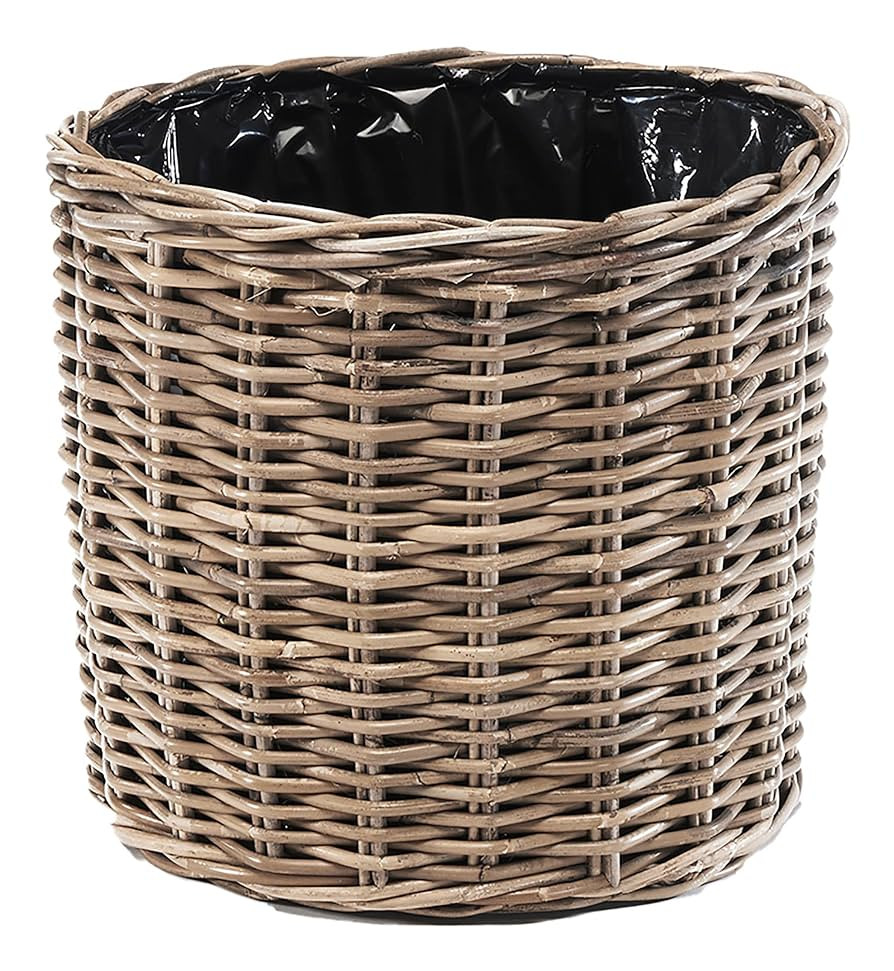 Kobolo Duro Plant Basket 40 x 40 x 35 cm, Diameter 43 cm, Round, Grey Rattan Basket with Foil, De... | Amazon (DE)