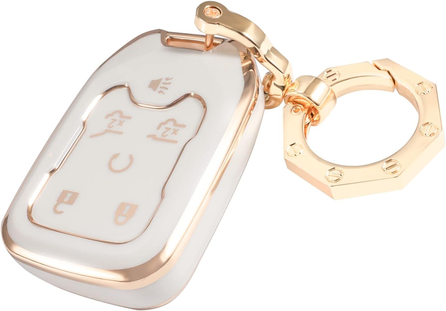 for GMC Key Fob Cover Car Key Case Shell with Fashion Keychain fit Acadia Terrain Yukon Chevrolet Ch | Amazon (US)