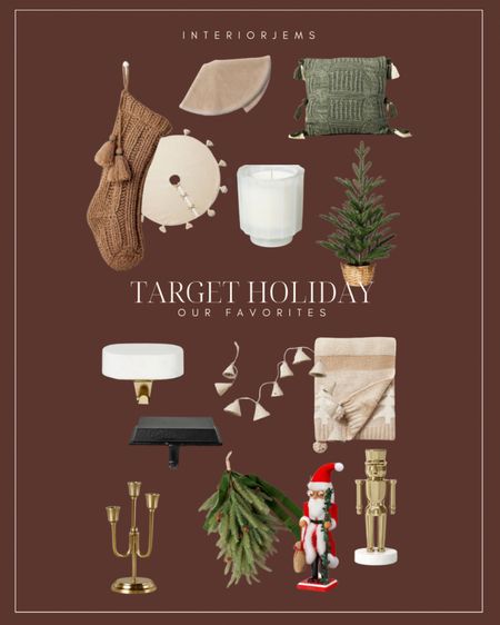 Target, holiday, favorite decor, hurry, because this stuff sells out fast, Christmas tree, throw blanket, brown net, stocking, Christmas tree skirt, greenery, Garland, Christmas candle, bells, brass decor

#LTKHoliday #LTKsalealert #LTKhome