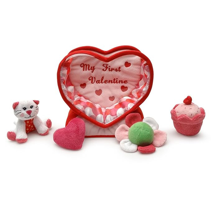 Baby's First Valentine's Day Gift - Deluxe Toy Set with 4 Sensory Toys (Cat, Heart, Flower, Cupca... | Amazon (US)